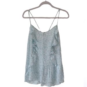 Banana Republic Silk Spaghetti Strap Tank Size Large Blue Floral NWT